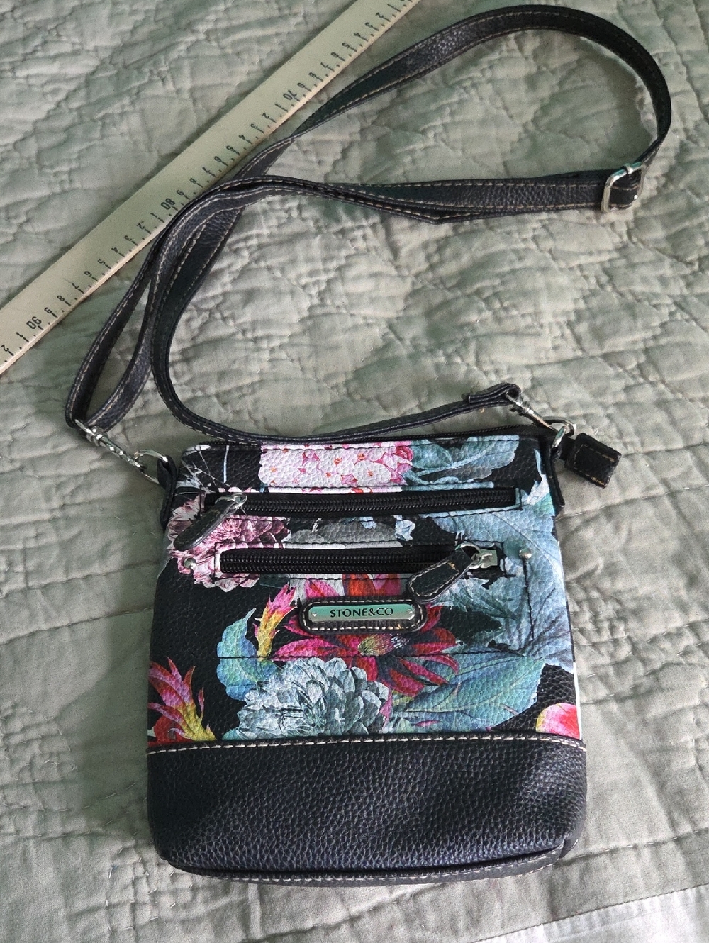 Stone & Co Floral Crossbody Bag in Black with Multicolor Print